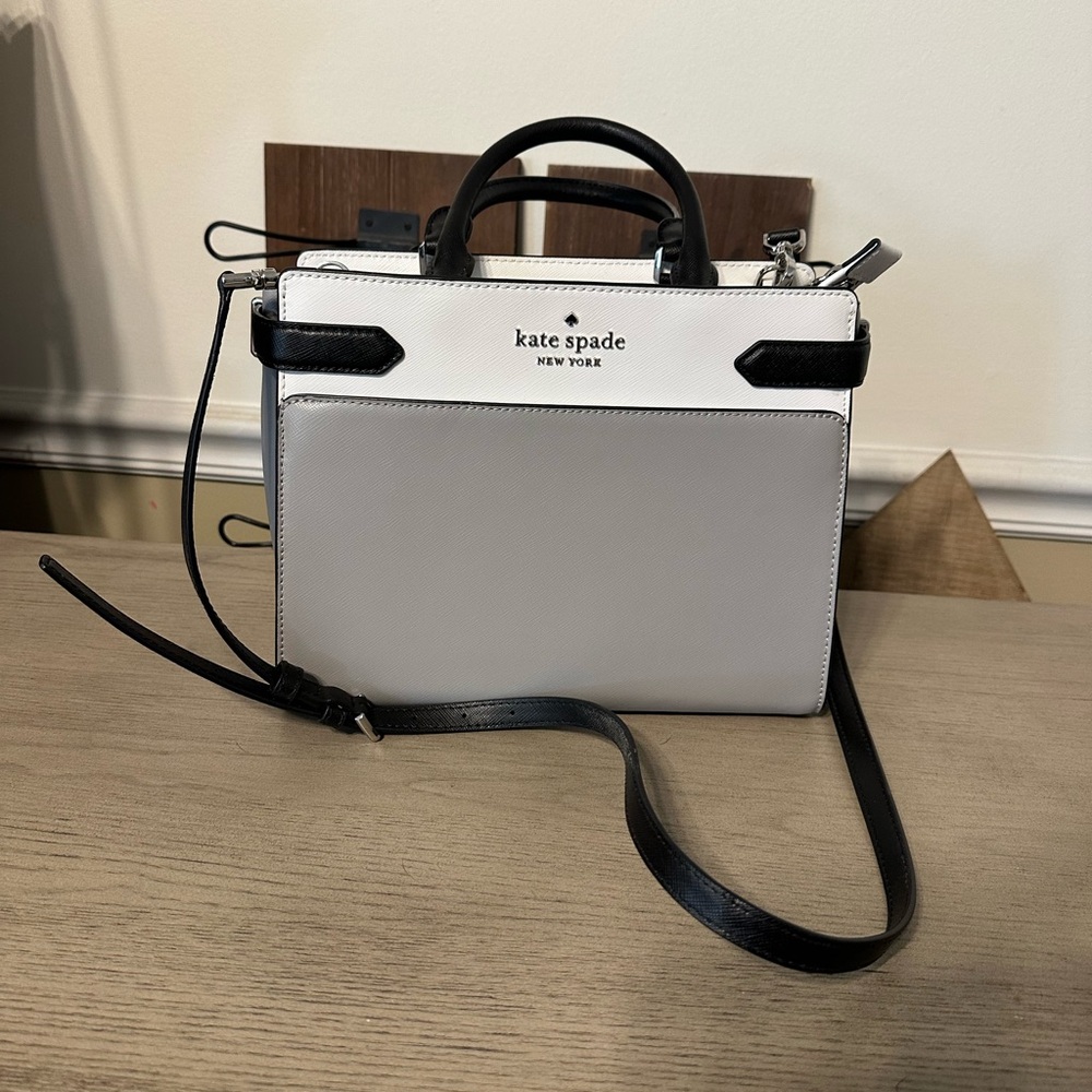 Kate Spade New York Staci Medium Satchel in nimbus grey multi colorblock - Picture 4 of 15